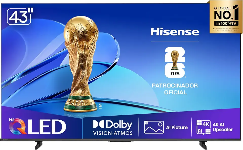 Hisense Smart TV UHD 4K QLED 43" Polegadas 43Q6Q com HDR10+, Dolby Atmos, Sports Mode, Game Mode Plus e Compatível com Alexa