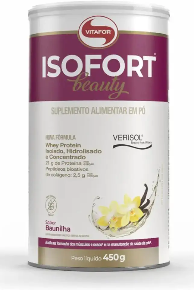 Isofort Beauty Whey Protein (Isolado, Hidrolisado e Concentrado) + Colágeno Verisol 450G Baunilha, Vitafor