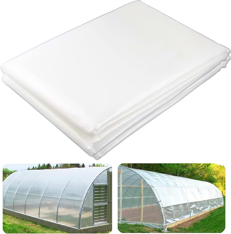 Yowlieu Cobertura de plástico transparente para estufa de 2,5 m x 7,6 m, 6 mil, resistente a raios UV, para estufa, agricultura, jardim