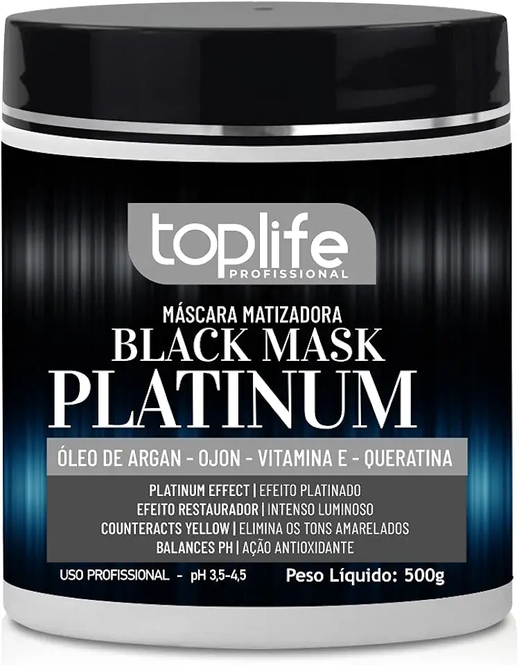 Máscara Capilar Matizadora Black Platinum Toplife Profissional 500g