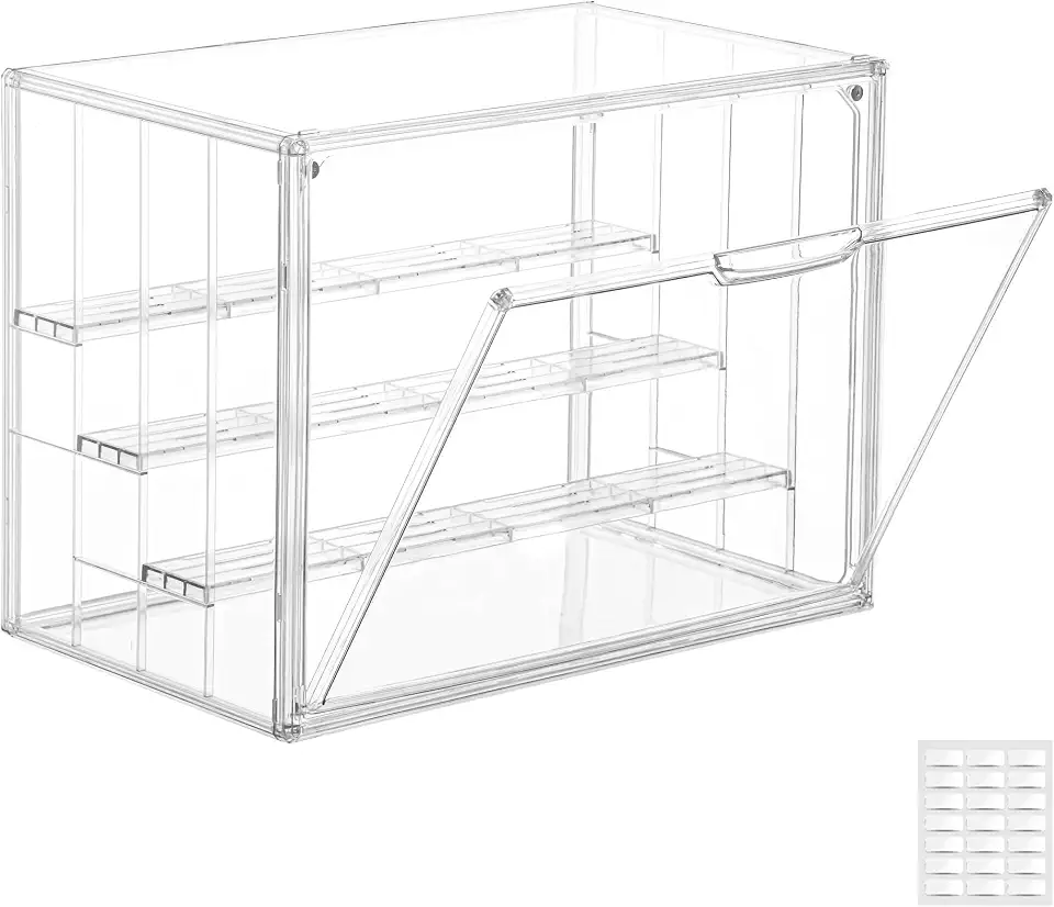 Attelite Vitrine De Acrílico, Atualização De 4 Camadas, Vitrine Transparente Com 3 Divisórias Ajustáveis, Caixa De Armazenamento Grande Empilhável Com Porta Magnética Para Bonecos De Ação Colecionáv