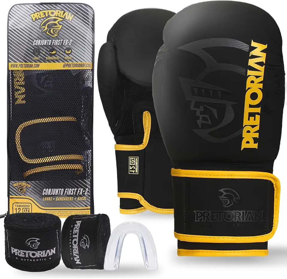 Luva de Boxe e Muay Thai FX2 Pretorian + Protetor Bucal + Bandagem 2.8M