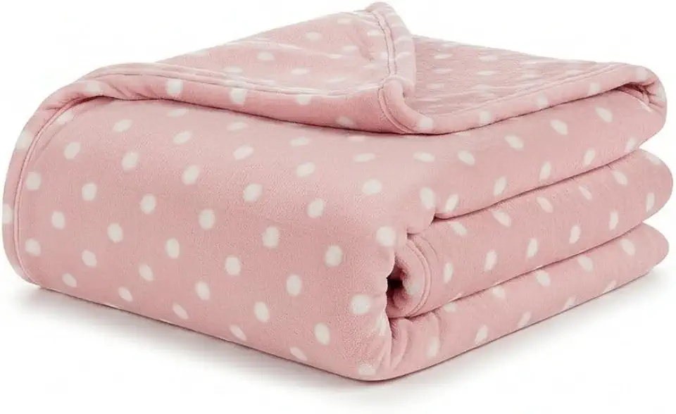 Manta Cobertor Solteiro Petit Poá 220g/m2 Flannel 01 Peça (Rosa)