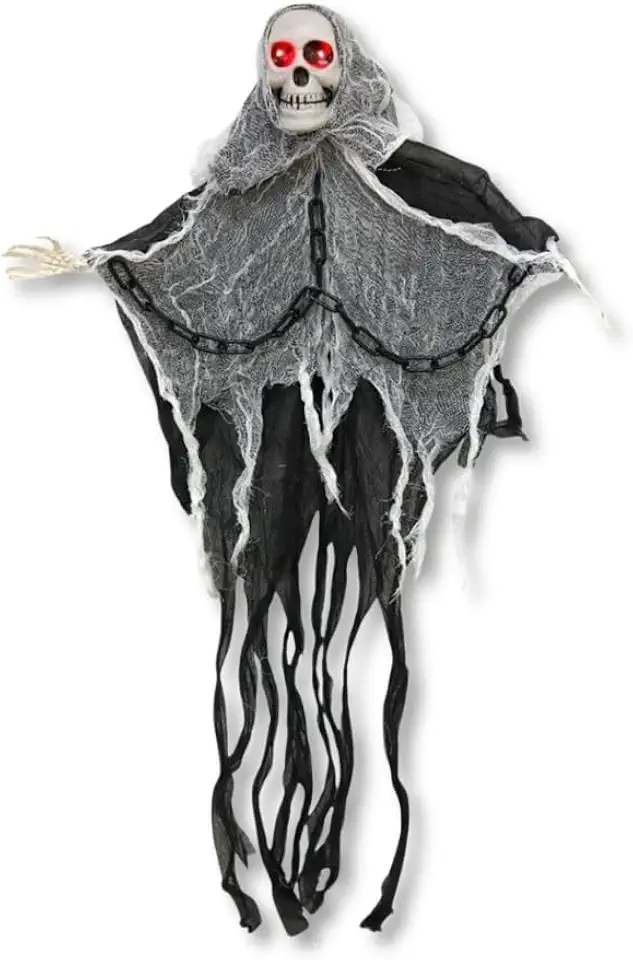 Enfeite Halloween Caveira Fantasma 87cm – Decoração Assustadora para Pendurar