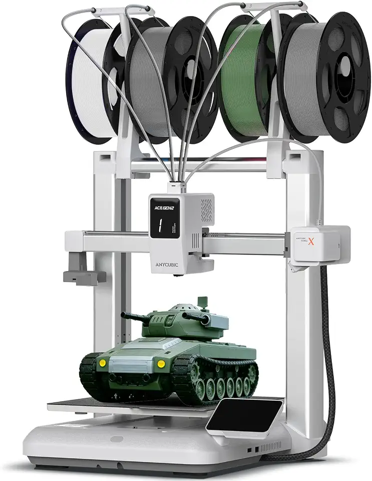 ANYCUBIC Impressora 3D Kobra X Multicolor com Tecnologia ACE GEN 2, Velocidade Máxima de 600mm/s, Cores Nativas de 4 Cores e Expansão Máxima de 19 Cores com 4 ACE 2 Pro, Bico de Aço Temperado