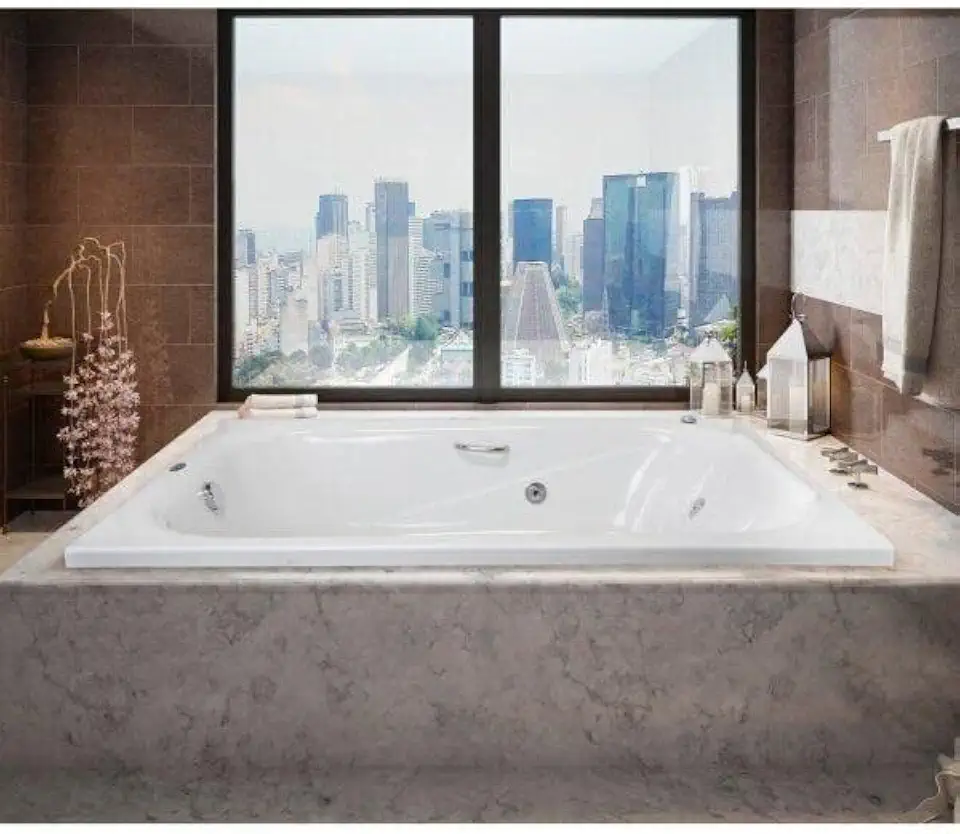 Banheira Hidromassagem Dupla Ouro Fino Cristal 170cmx110cmx40cm 220V Branco