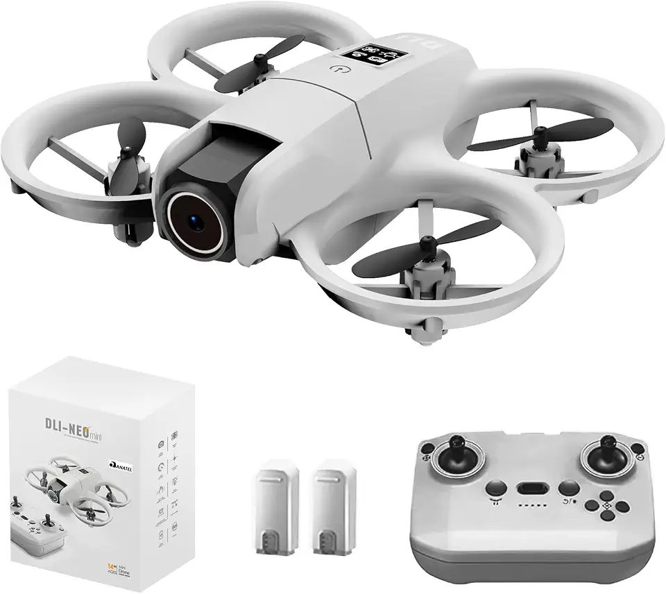 Drone DLI Neo com Câmera Dupla 4K UHD, Controle Remoto, Wi-Fi, Prevenção de Obstáculos, 2 Baterias, para Iniciantes