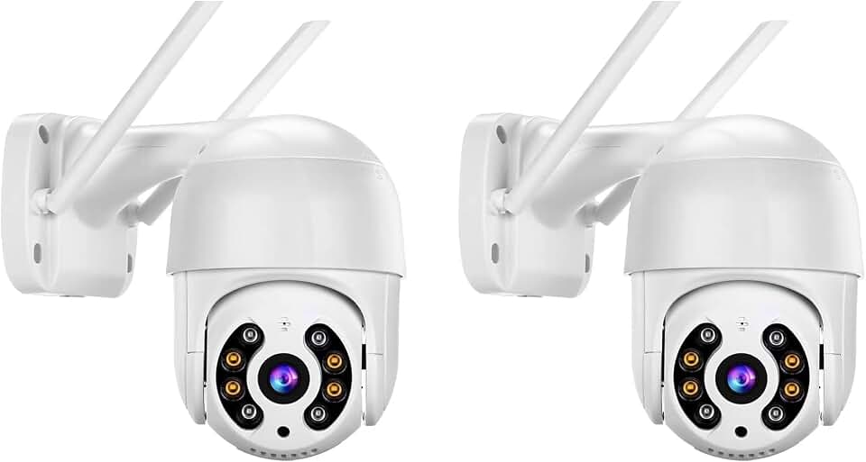 KIT 2 Câmeras de Segurança Domo WiFi PTZ externa, Câmera IP sem fio com visão de 360°, Visão noturna colorida, Áudio bidirecional, Detecção de movimento, Alerta de atividade - BELLA NET