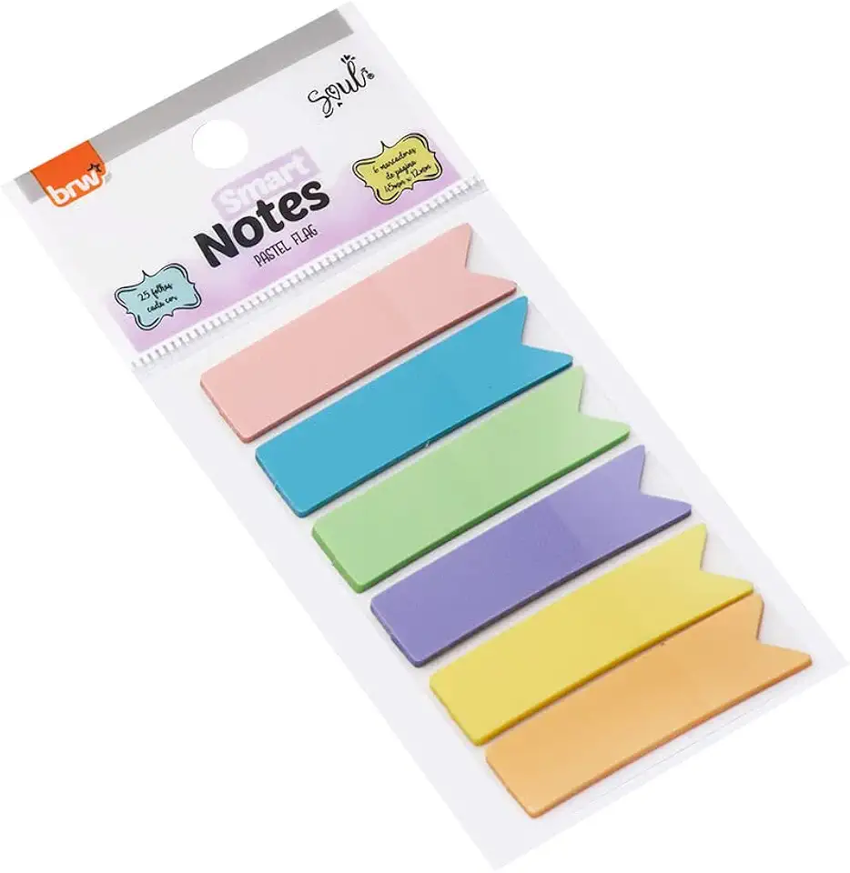 Marcador de Página 12x44mm Pastel 6 Cores, BRW