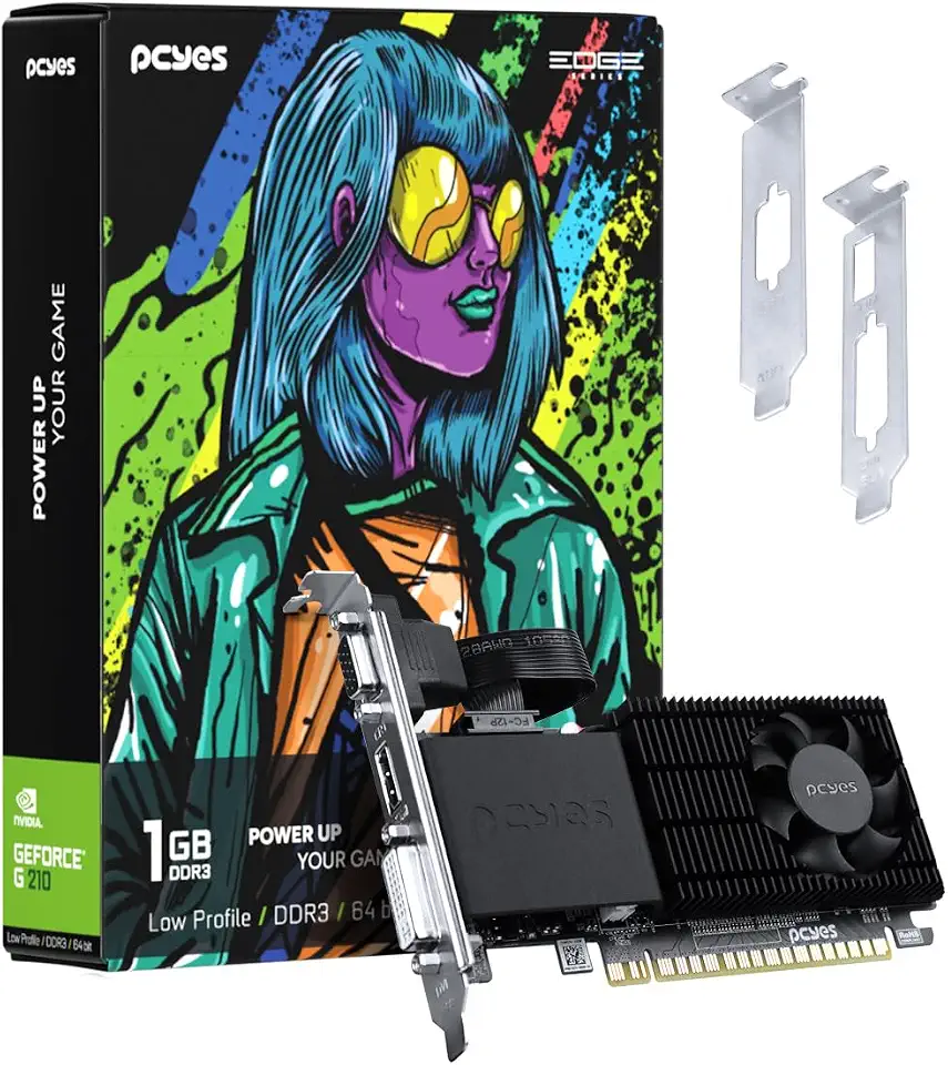 PCYES GPU NVIDIA GEFORCE G 210 1GB DDR3 64 BIT PROJETO EDGE LOW PROFILE SINGLE FAN - PPE210DR3SFBR