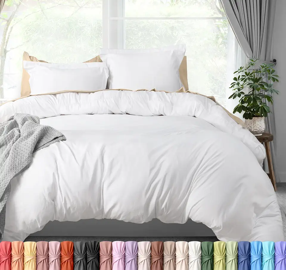 Utopia Bedding Capa de edredom tamanho Queen - 1 capa de edredom com 2 fronhas - 3 peças de capa de edredom com fecho de zíper - microfibra escovada macia, 224 x 232 cm (Queen, branco)