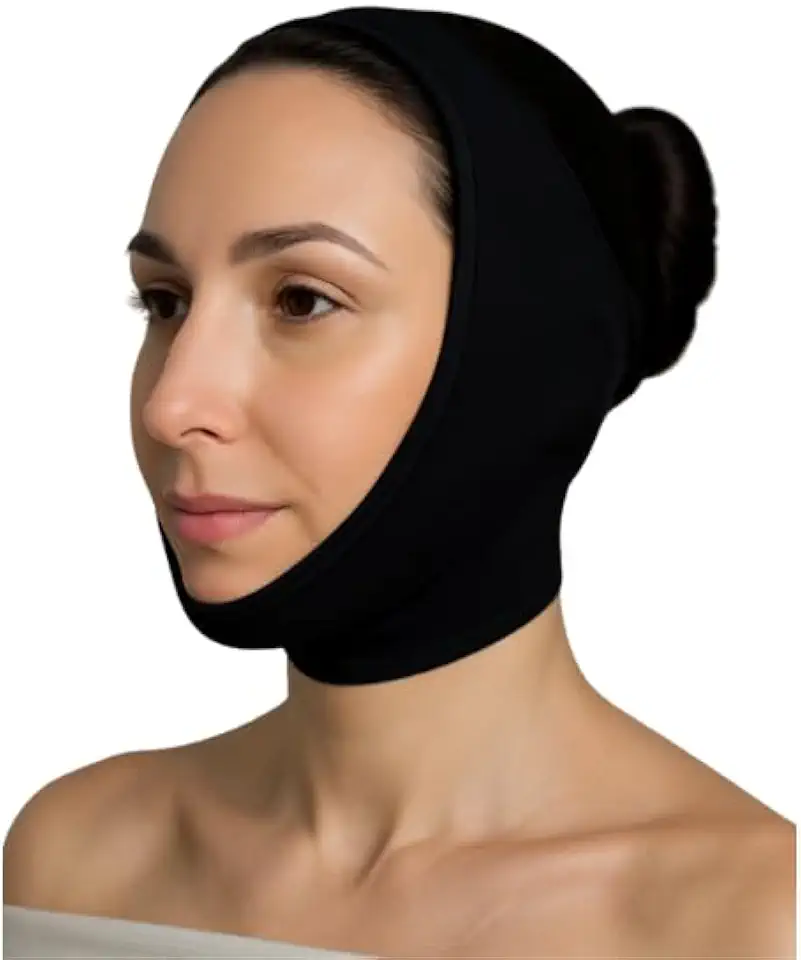 Faixa Facial Pós Cirúrgica Lipo de Papada com Proteção UV, Tecido Duplo, Compressão Segura para Edema e Contorno Facial – Ideal para Lipo, Bichectomia e Procedimentos Estéticos