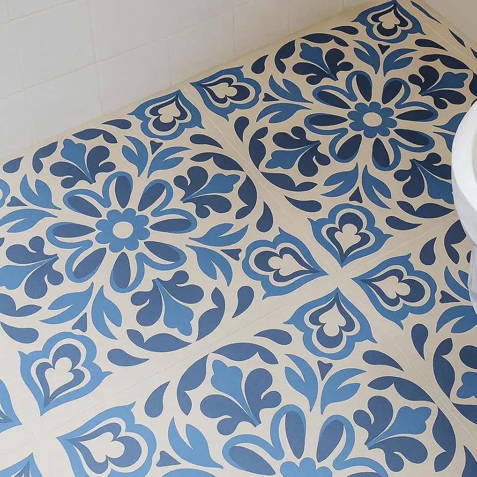 10 Pisos Azulejo Português Porcelanato Autocolante Lavável (Azul)