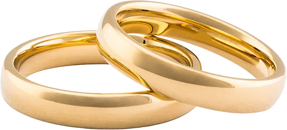 Par Aliança Banhada ouro 18K Tradicional 4mm Tungstênio