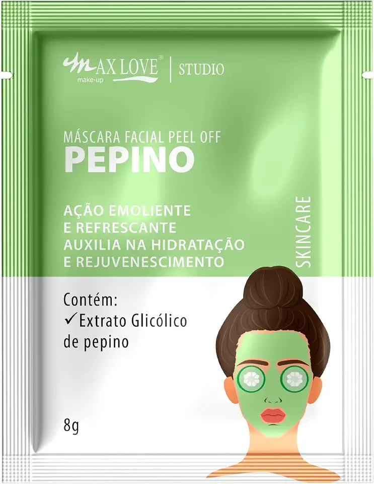 Máscara Facial Pepino Max Love - Hidratante e Limpeza Profunda para Skincare - Refrescante, Reduz Poros, Maciez Imediata