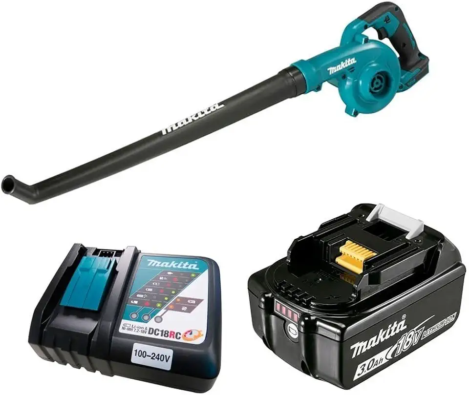 Soprador a Bateria 18V Makita DUB186Z + Carregador DC18RC + Bateria BL1830B 3Ah