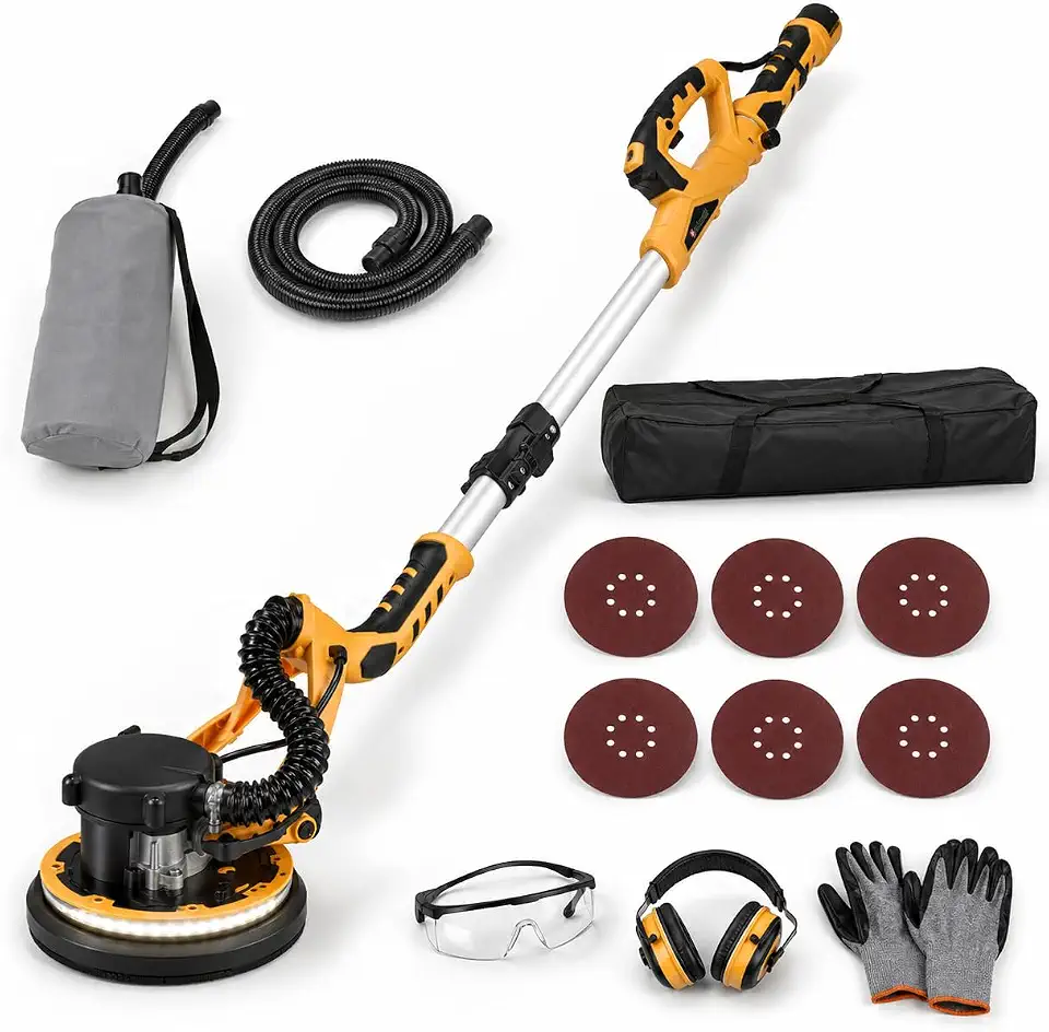 Lixadeira Parede Teto Elétrica 1000W Com LED Aspirador Pó Extensível 110V Profissional Drywall Gesso Massa Corrida Reforma