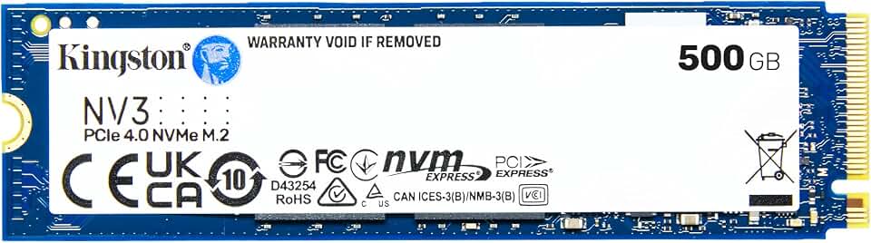 SSD Kingston NV3 500GB M.2 2280 NVMe Gen4, Rápido e Compacto para Upgrade de PC ou Notebook – SNV3S/500G