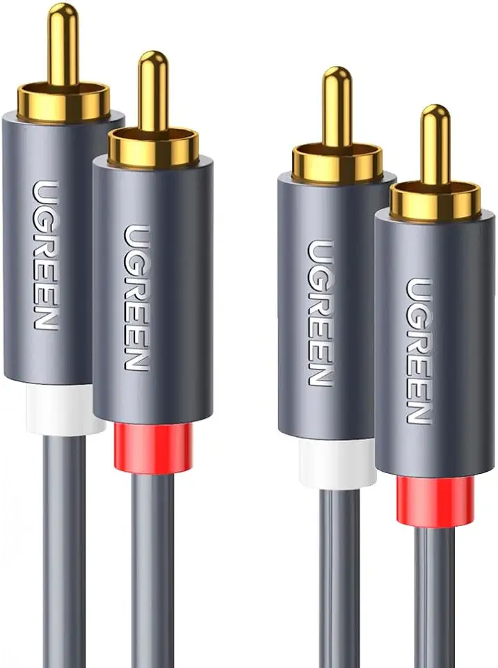 Cabo Áudio Ugreen 2RCA para 2RCA Macho 2M Preto Conexão Alta Fidelidade Som Estéreo Perfeito Para Home Theater Sistemas Som Automotivo Performance Profissional