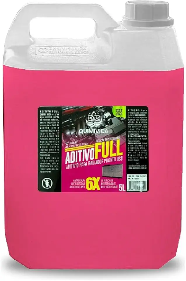 Quimivida Aditivo Full para Radiador Pronto Uso, Rosa, 6 em 1, 5 Litros