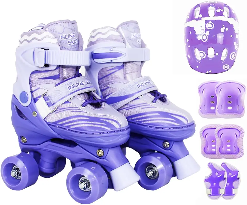 Patins Infantil Roller 4 Rodas + Capacete Proteção Ajustável