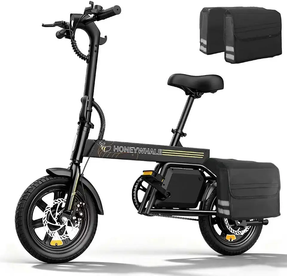 HONEYWHALE B20 Bicicleta Elétrica, 440W-35KM-25KM/H-120KG, Scooter Motor-Adulto-Bike-Autonomia-Velocidade Máxima-Carga-Honey Whale-Fat-Dobravel, 14 Aro, Freios a Disco Dianteiros e Traseiros