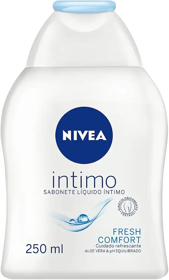 NIVEA Sabonete Líquido Íntimo Fresh Comfort 250ml, Limpeza Suave, Mantém pH Natural, Aloe Vera, Cuidado Refrescante, Uso Diário
