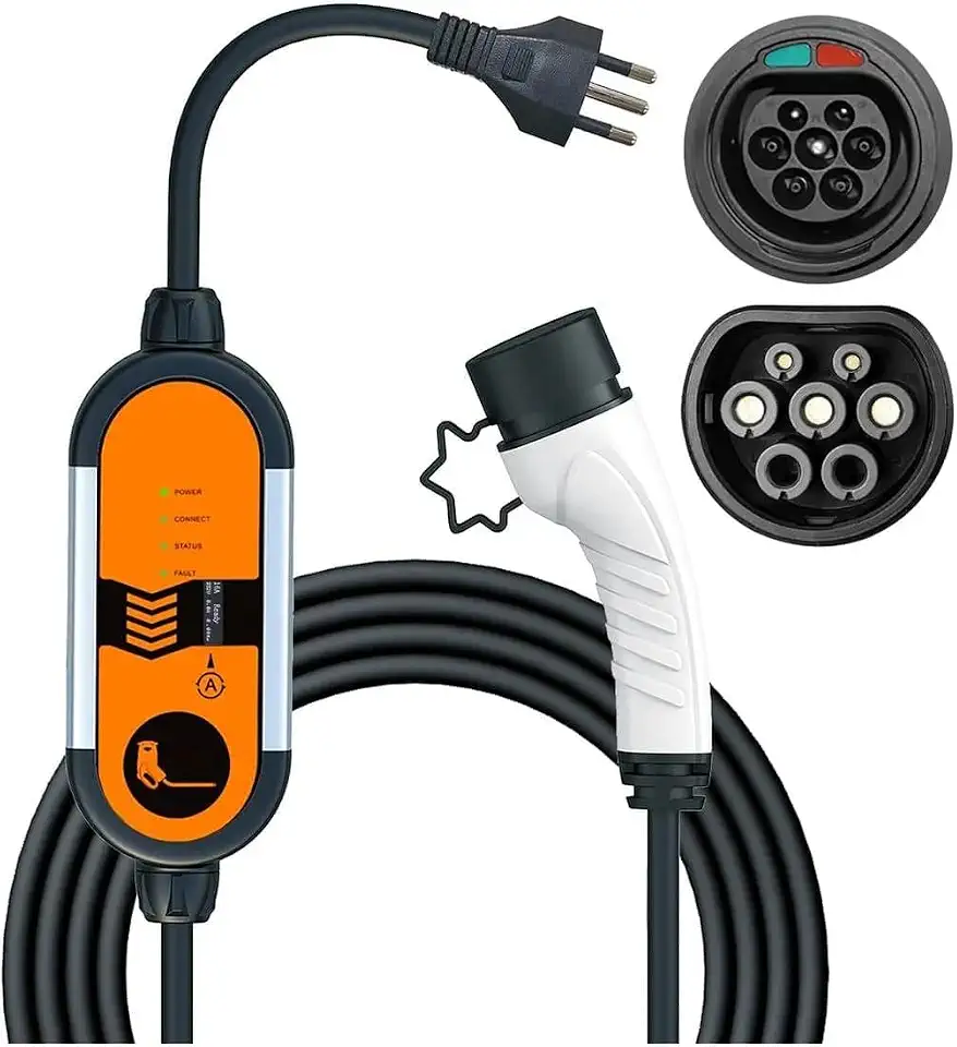 VEDO Carregador Portátil para Carro Elétrico, 3,5KW, 16A-13A-10A, 85-264V, Tipo 2, Cabo de 8m Tipo 2, Cabo de 5M Carregador para Carro Elétrico Portátil 16A 85-264V Type 2