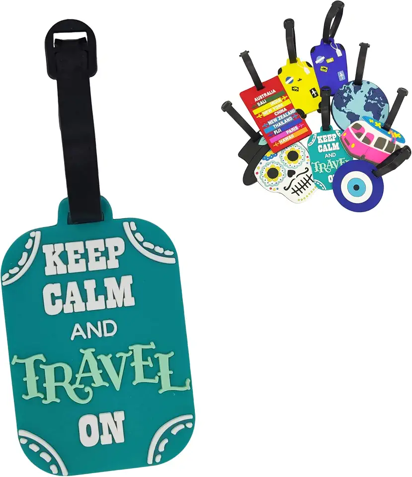 Genérico Identificador De Mala De Viagem Tag De Bagagem Avião Férias Etiqueta Silicone Premium (TAG04 Keep Calm)