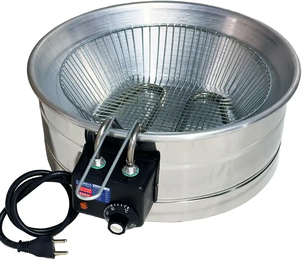 Fritadeira Elétrica Industrial Tacho Redondo 10L - Pastel, Coxinha, Kibe, Batata (220v)