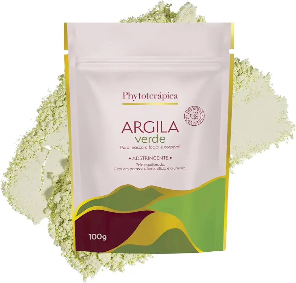 Phytoterápica Argila Verde Sachê 100g - Máscara Adstringente Facial e Corporal - Nutre, Revitaliza e Elimina Resíduos da Pele