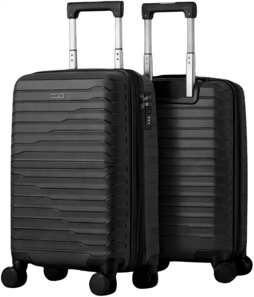 Mala Bordo 10kg Polipropileno, Expansível com Zíper Expansor, Impermeável, Rodas Duplas 360°, Aprovada ANAC de Viagem Linha Sestini Premium (PP Essencial Plus Grafite)
