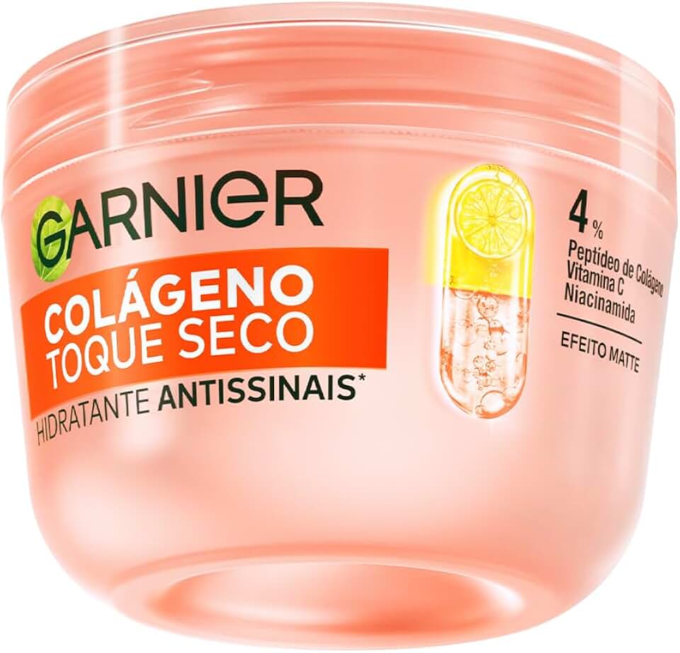 Garnier Hidratante Facial Antissinais Toque Seco, com Colágeno, Niacinamida e Vitamina C, Aumenta a Firmeza e Elasticidade da Pele, 48h de Hidratação, 85g