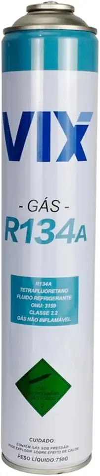 Gás Refrigerante R134a Vix Cilindro Com 750g Para Ar Condicionado Residencial Automotivo Geladeira Freezer