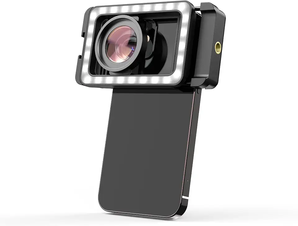APEXEL Lente macro 15X para iPhone com luz de preenchimento de LED, Samsung, telefone Android, com clipe de lente universal (serve para quase smartphone)