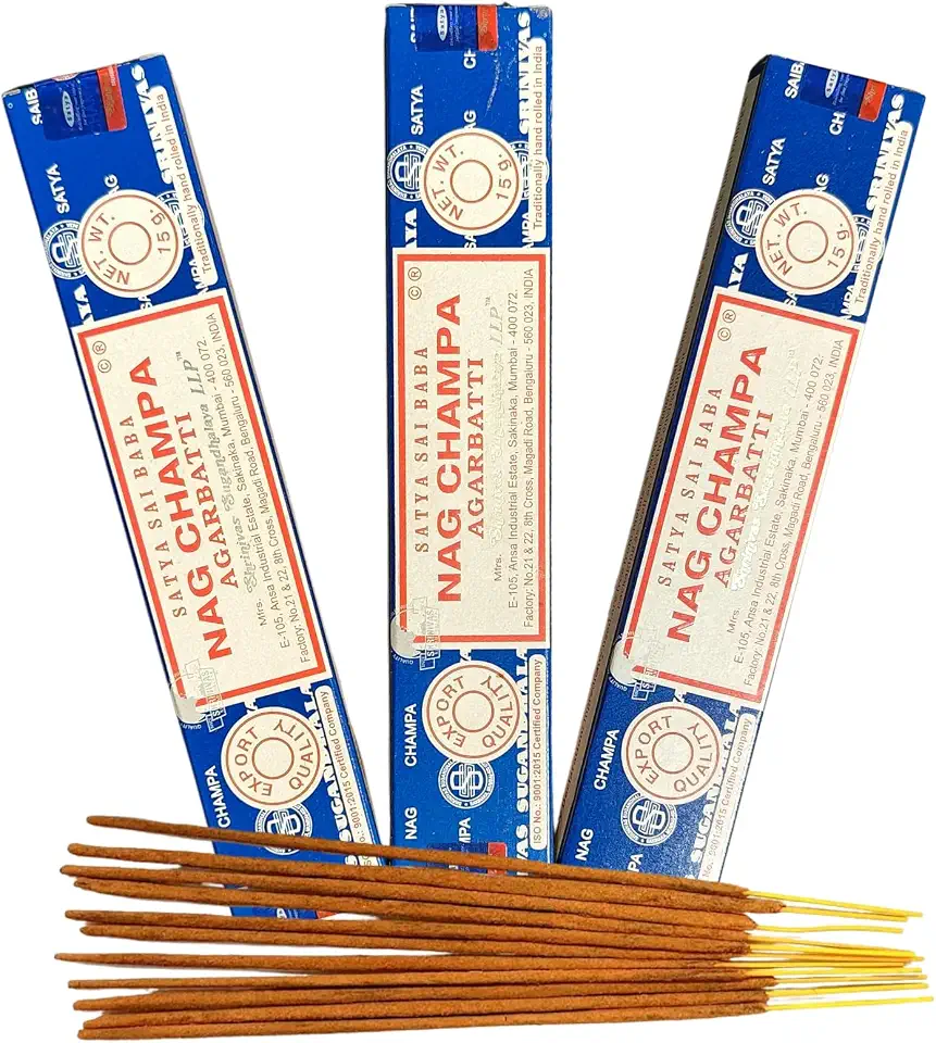Kit 3 Caixinhas Incensos Satya Nag Champa 30 Varetas aprox. Sem Carvão