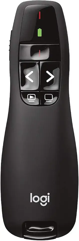 Apresentador sem fio Logitech R400 com Laser Pointer Vermelho, Conexão USB e Pilha Inclusa