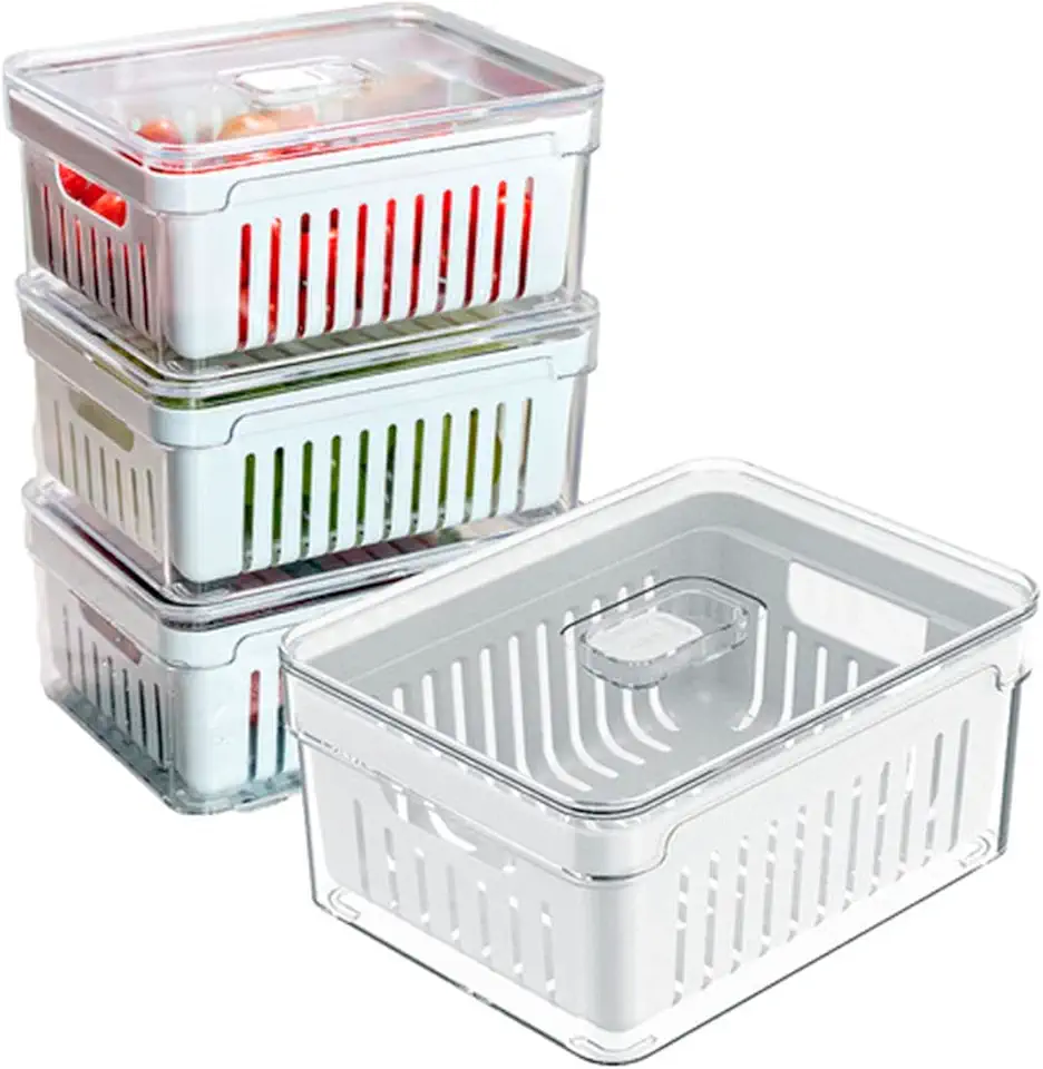 House Organizer Kit 4 Organizadores Geladeira Armário Cozinha 2,2 Litros Alimentos Vegetais