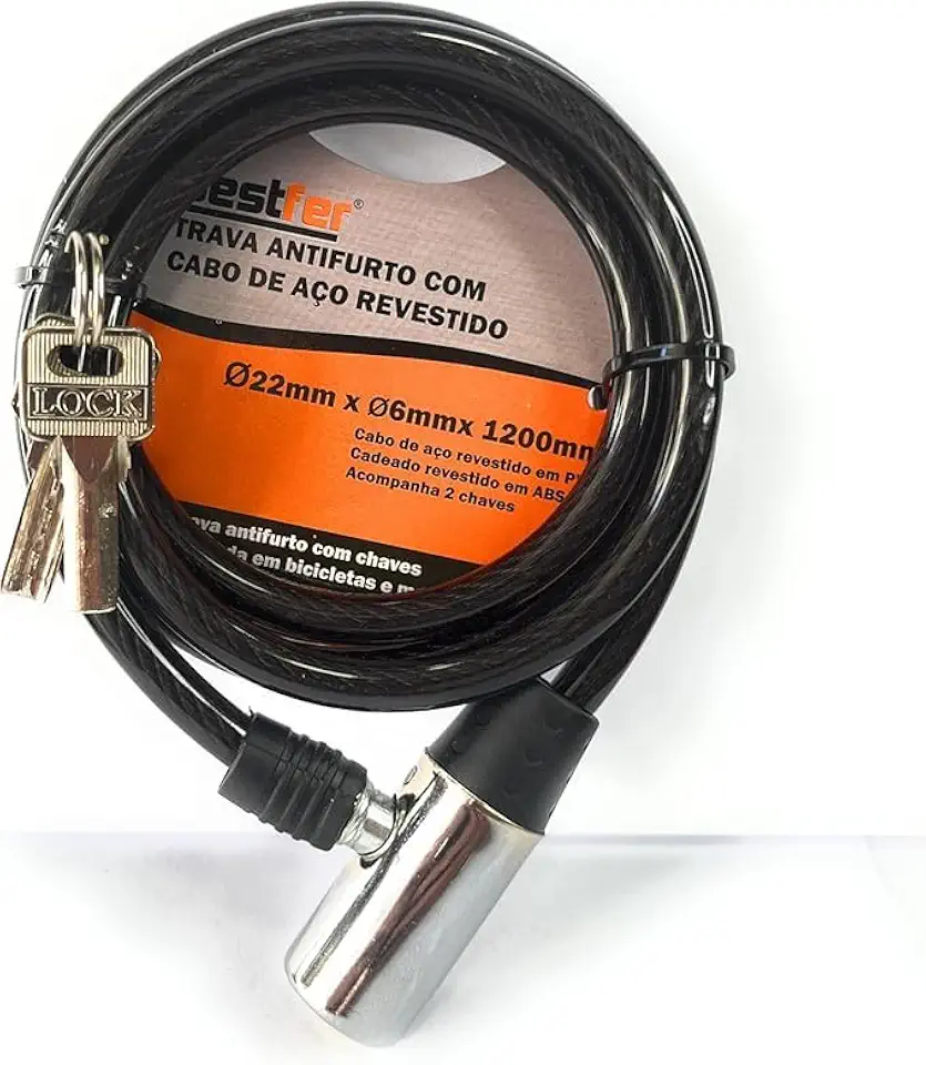 Trava Cadeado Antifurto E Cabo De Aço Para Motos E Bikes Com Duas Chaves PREMIUM