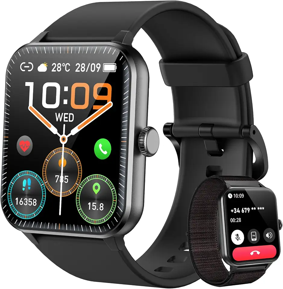 Smartwatch, Relógio Inteligente Blackview 2026 - Faz Chamadas, 100+ Modos Esportivos, 2 Pulseiras, À Prova D'Água, Tela Personalizável, Compatível com Android e iPhone