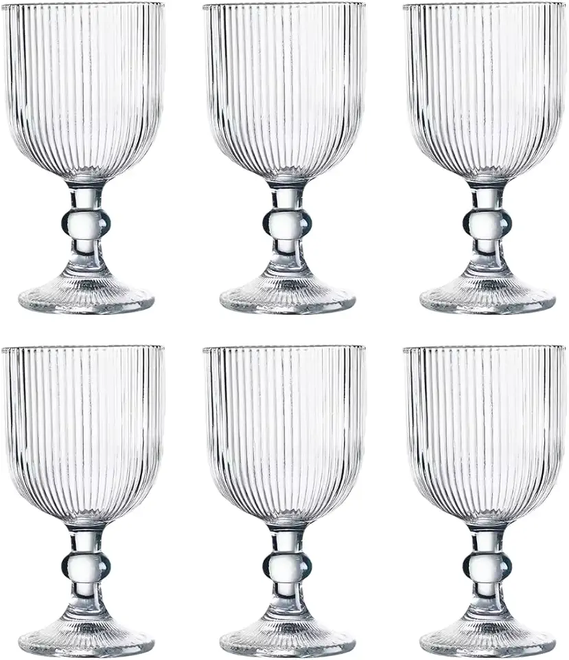 Jogo com 6 Taças de Vidro Canelado 380ml Design Elegante e Resistente Ideal para Suco Água Refrigerante Drinks e Café Transparente para Cozinha Bar e Restaurante
