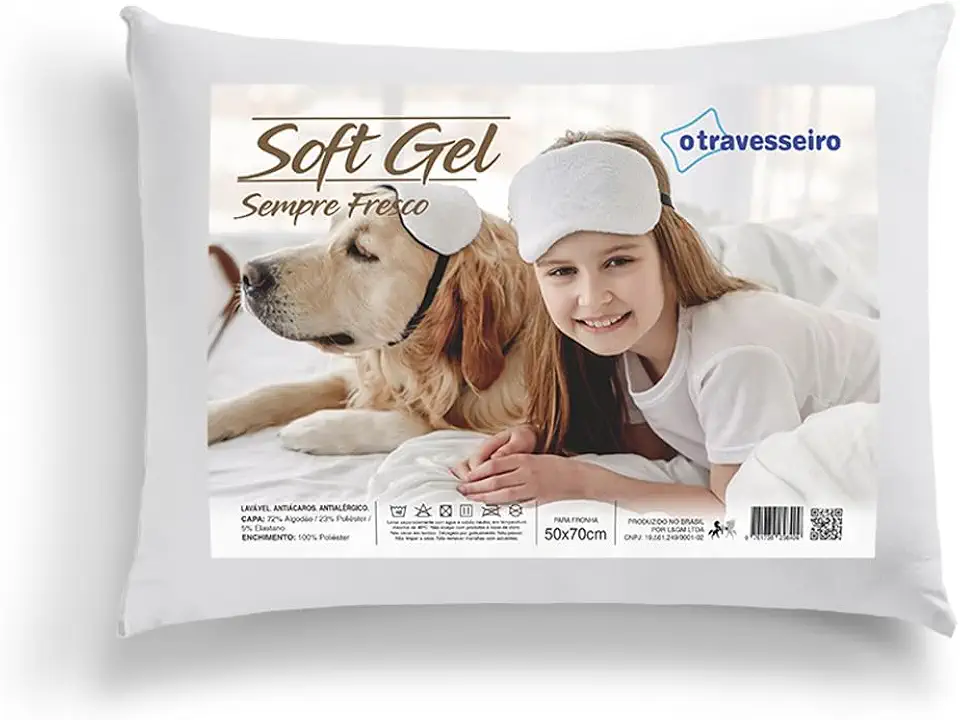 Travesseiro Soft Gel 50x70cm Toque Refrescante Suporte Alto e Macio Tecido Elastano Fibra Siliconada Lavável Antiácaro e Antialérgico Branco – O Travesseiro