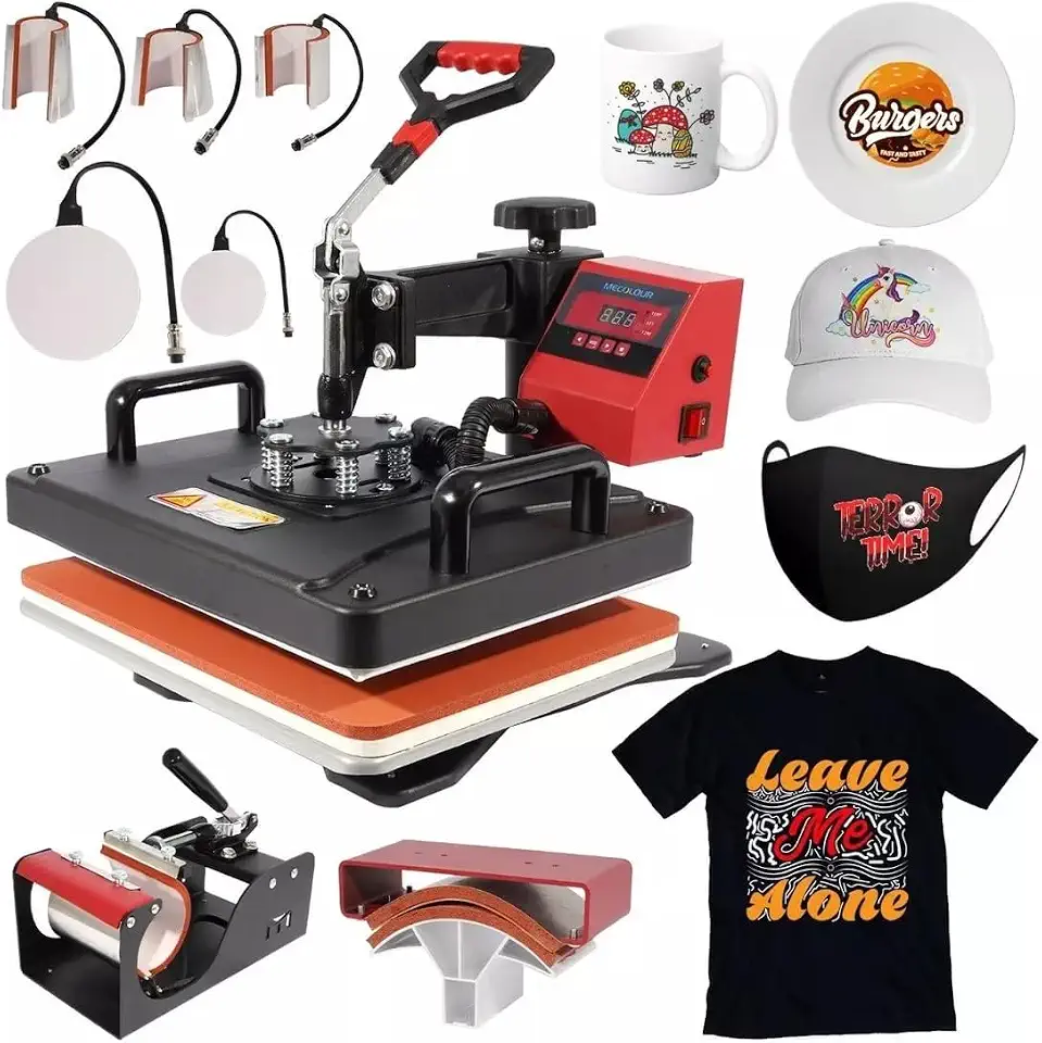 Multifuncional 110V Prensa Térmica para Sublimação 8 em 1 29 * 38cm Vermelho Camisas Canecas Sublimação de Transferência