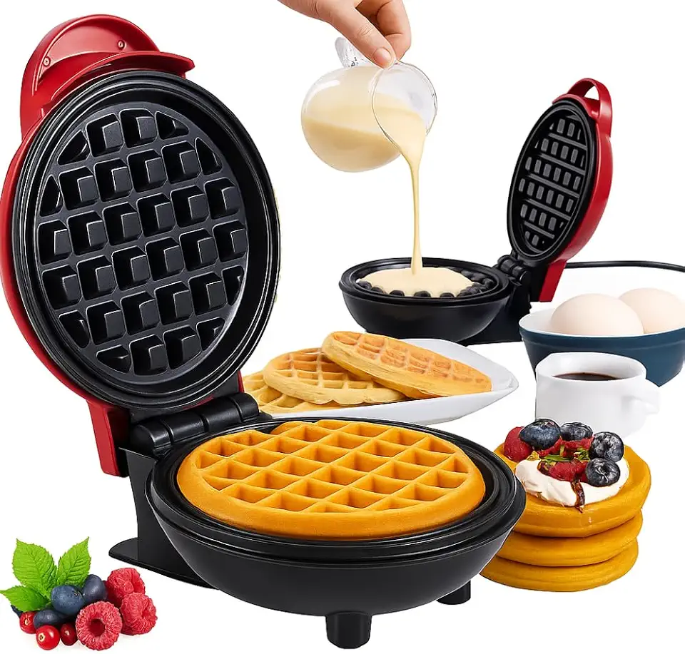 Máquina de Waffles Pequena, 110v, Superfície Antiaderente, Preparo Rápido, Ideal para Café da Manhã e Lanches - Premium