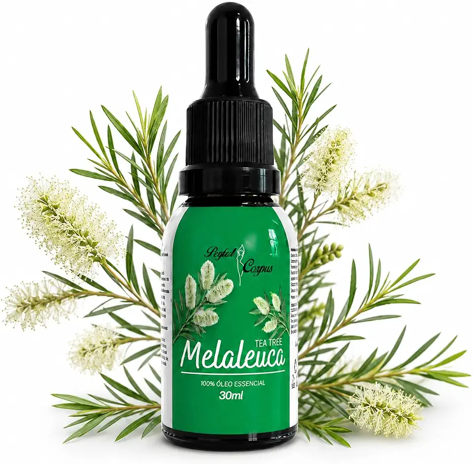 Óleo Essencial de Melaleuca Tea Tree 30ml - Contra Micose, Acne e caspa - 100% Puro e Natural Perfect Corpus