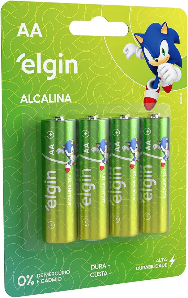 Kit Pilhas Alcalinas com 4x AA Elgin, Elgin, Baterias