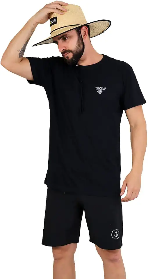 Chapéu de Palha Nacional Viés Preto Masculino Feminino Surf de Praia Saida Sol Verão Moda Piscina Unissex Aba Larga Redondo na Moda Palha Natural de Folha de Carnaúba Proteção Solar UV Premium