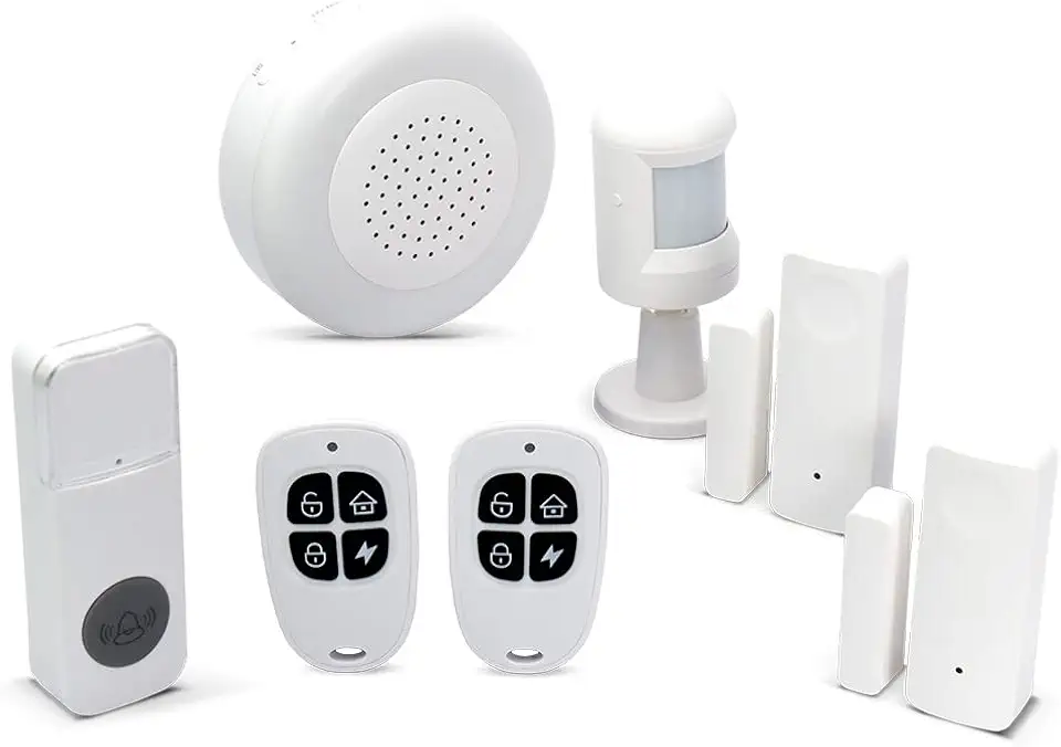 EKAZA Kit Alarme 2 Sensores Abertura + 1 Sensor Presença + 2 Controle + Sirene + Campainha - EKJM-T3231