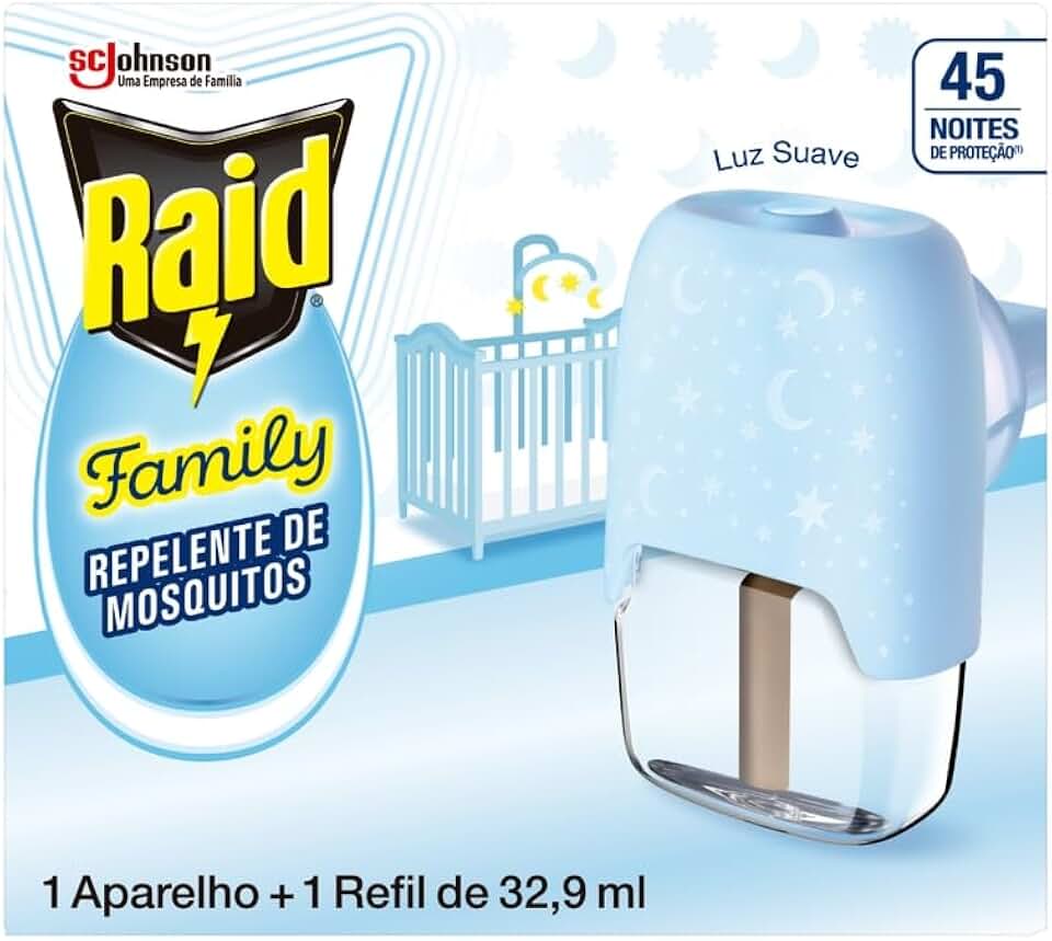 Raid Repelente Elétrico Líquido 45 Noites Family Aparelho+Refil
