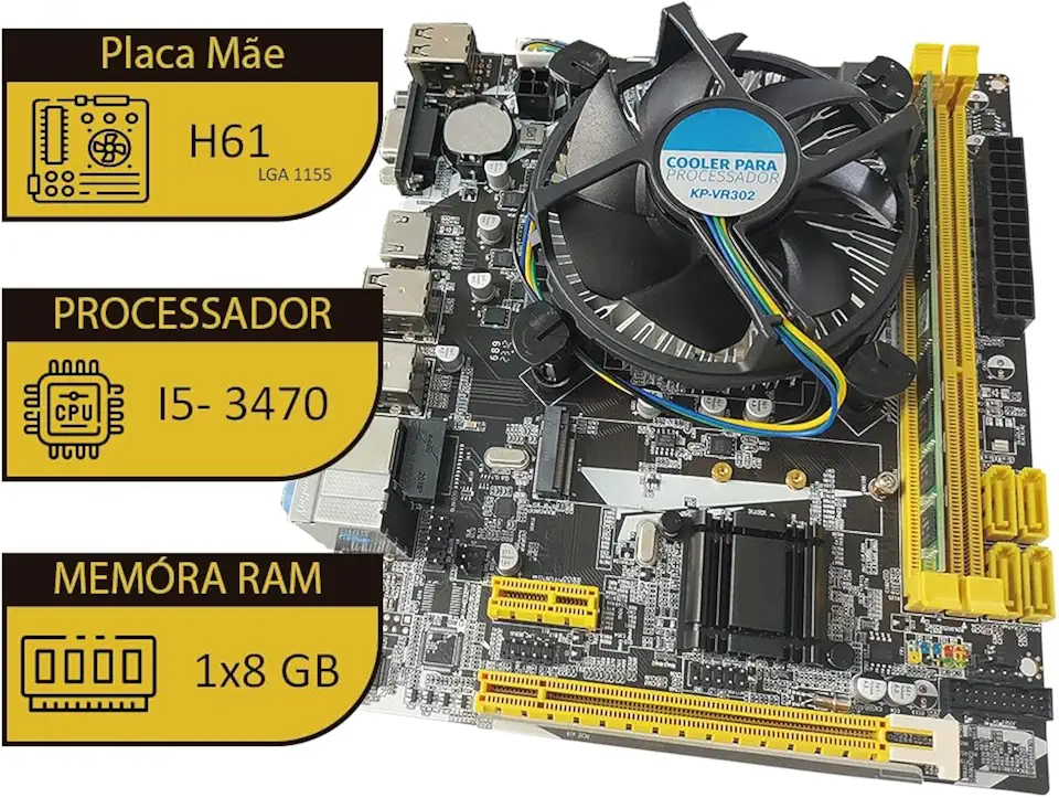 KIT UPGRADE INTEL CORE I5 3470, 8GB DDR3, MB H61